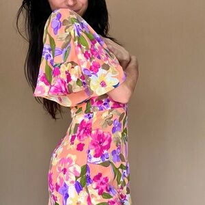 Maggy London Floral Asymmetrical Dress - Pink and Purple